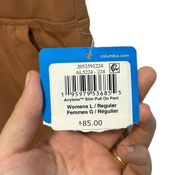 Columbia Anytime Slim Pull On Pant NWT Women's Sz L Tan Gorpcore Casual Everyday - Picture 3 of 7